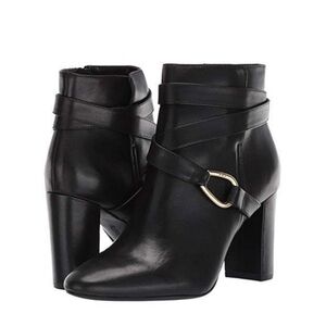 Lauren Ralph Lauren Black Ankle Boots with Gold Buckle